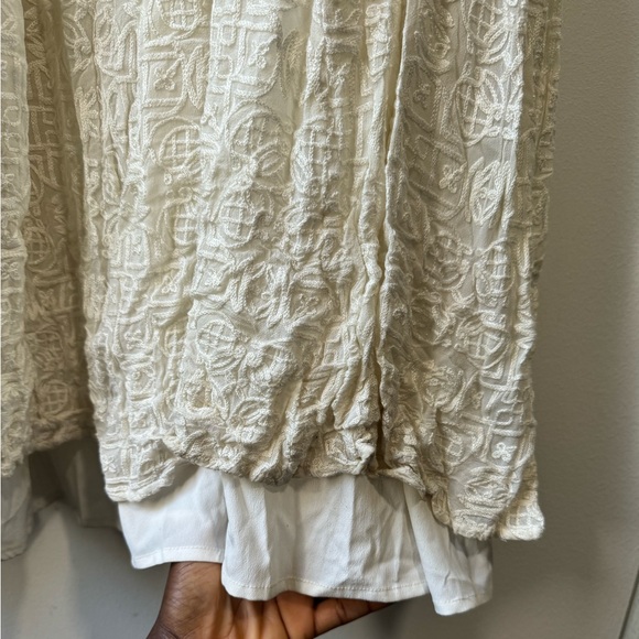 BHLDN Korovilas Gown Dress ivory Metallic Embroidered Beaded Swing Size S - Picture 10 of 15